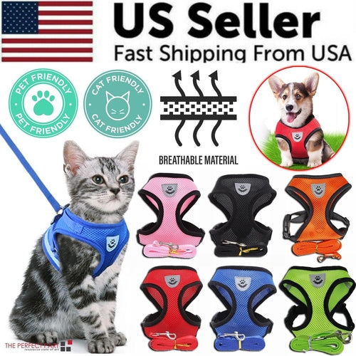 Cat Dog Pet Harness Adjustable Control Vest Dogs Reflective S M L XL