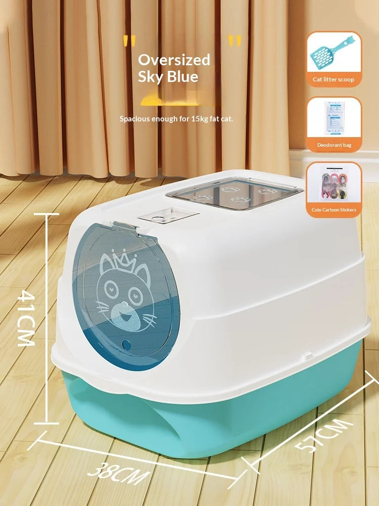 Automatic Self Cleaning Cat Litter Box Covered Closed Large XXL Anti Splash Odor Control Dust Free Easy Clean Privacy Hood Mat