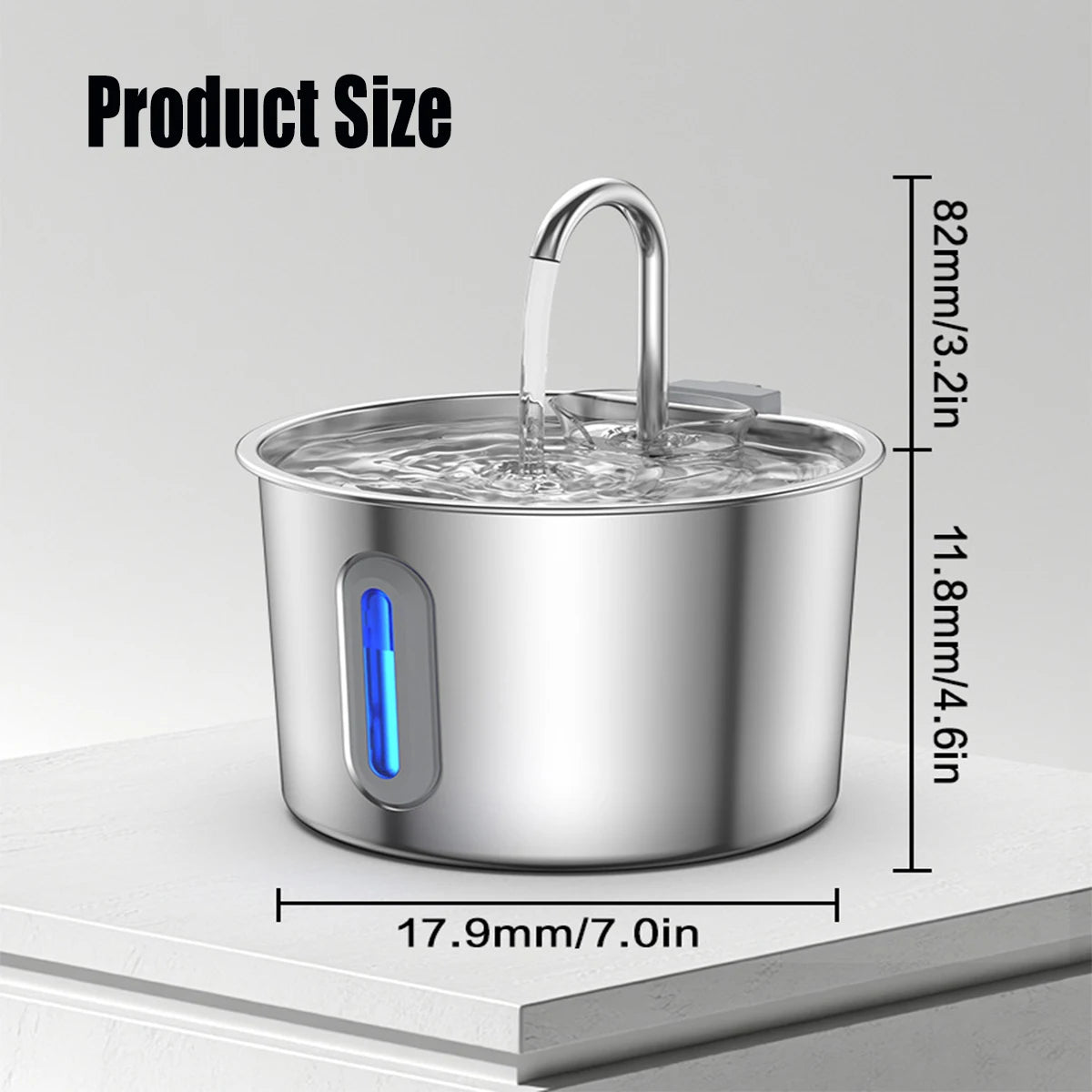 Stainless Steel Cat Water Fountain 2.2L/75oz Pet Automatic Water Dispenser for Dog Cat Drinking Pet supplies Filter System