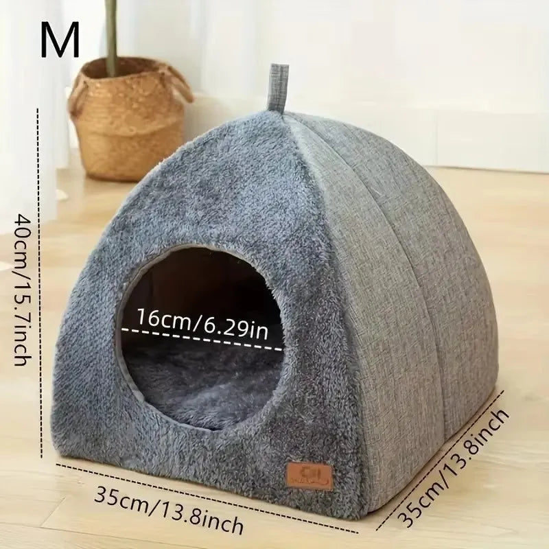 Cat Nest Triangle Warm Closed Cat House Pet Nest Cute Thickened Deep Sleep Dog Nest Pet Supplies Closed Cat Tents Bed