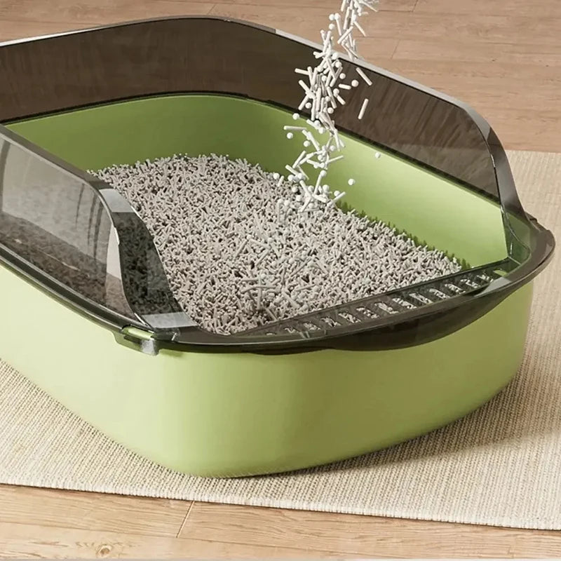 Cat Litter Box with Cat Litter Spatula Semi-enclosed Sandbox for Cats Rabbit Small Animals Cat Tray Kittens Litter Bedpans