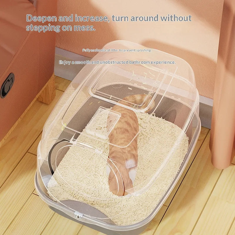 Automatic Self Cleaning Cat Litter Box Covered Closed Large XXL Anti Splash Odor Control Dust Free Easy Clean Privacy Hood Mat