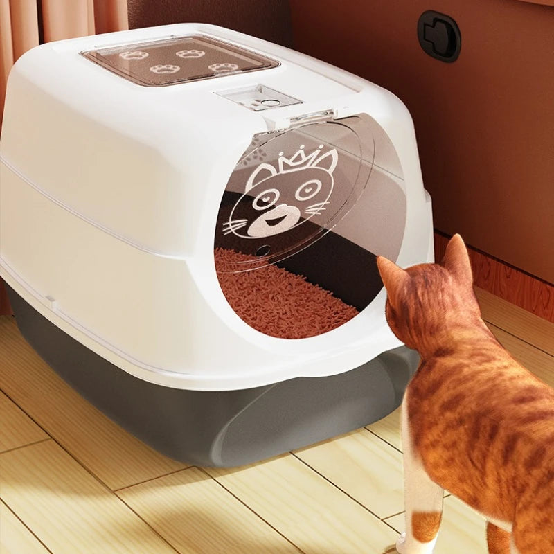 Automatic Self Cleaning Cat Litter Box Covered Closed Large XXL Anti Splash Odor Control Dust Free Easy Clean Privacy Hood Mat