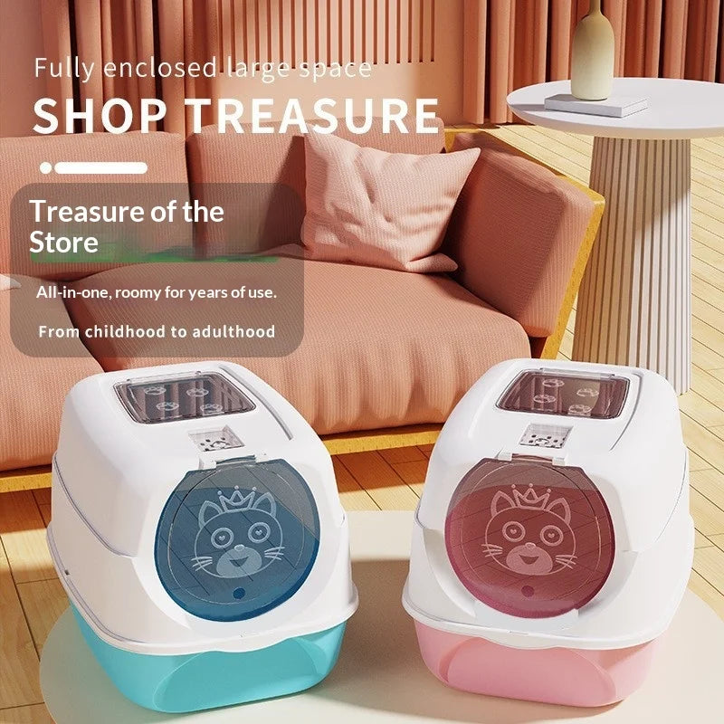 Automatic Self Cleaning Cat Litter Box Covered Closed Large XXL Anti Splash Odor Control Dust Free Easy Clean Privacy Hood Mat