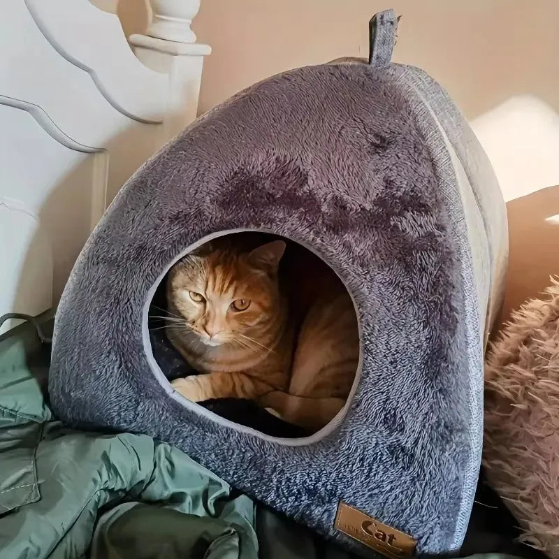 Cat Nest Triangle Warm Closed Cat House Pet Nest Cute Thickened Deep Sleep Dog Nest Pet Supplies Closed Cat Tents Bed
