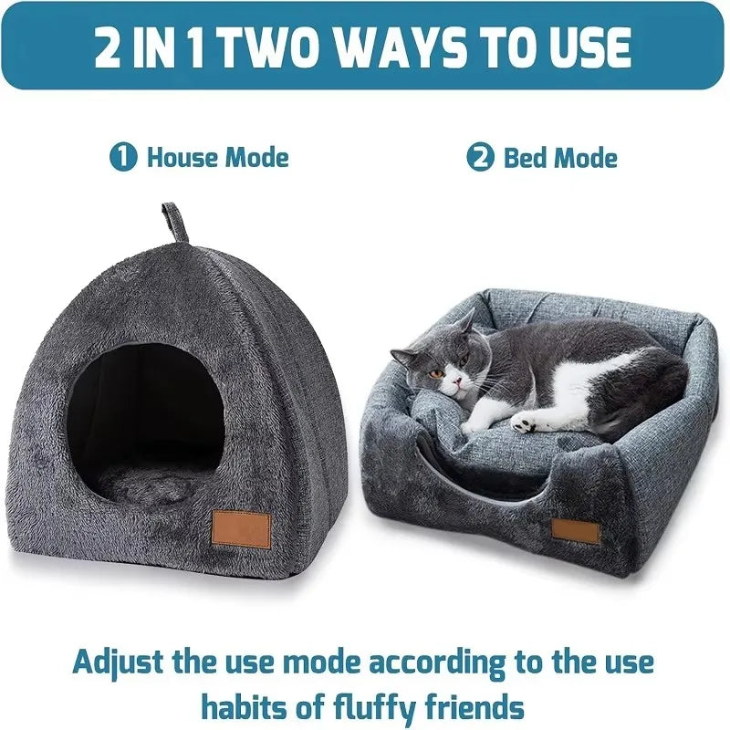 Cat Nest Triangle Warm Closed Cat House Pet Nest Cute Thickened Deep Sleep Dog Nest Pet Supplies Closed Cat Tents Bed