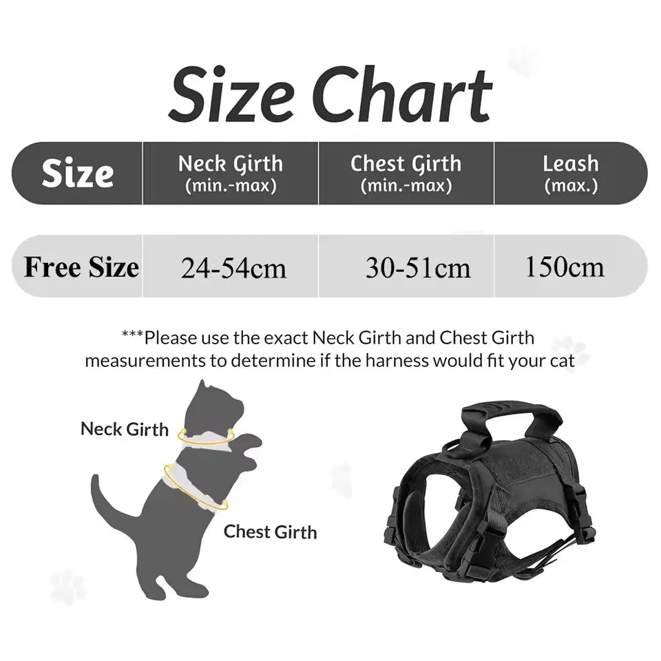 Tactical vest for kittens and small dogs military harness for cats traction strap to prevent escape breathable with 2 Stickers