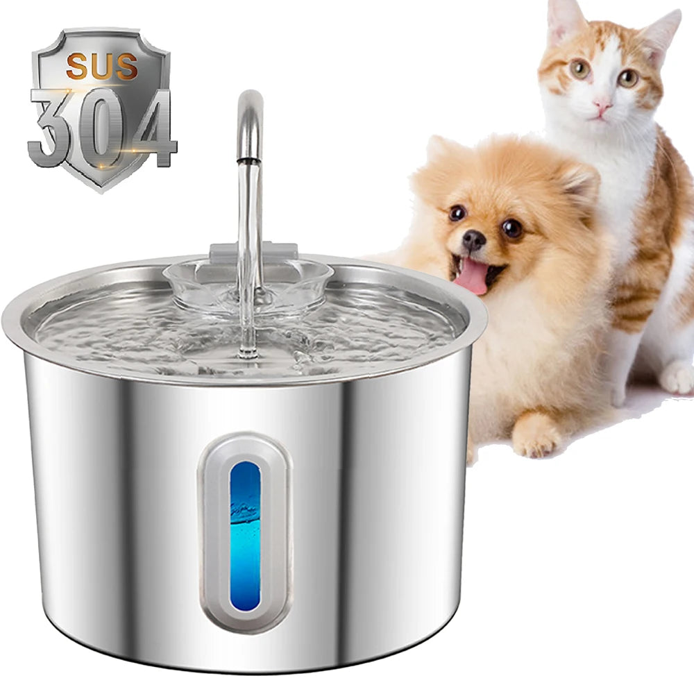 Stainless Steel Cat Water Fountain 2.2L/75oz Pet Automatic Water Dispenser for Dog Cat Drinking Pet supplies Filter System