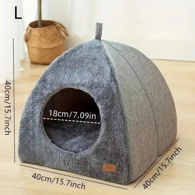 Cat Nest Triangle Warm Closed Cat House Pet Nest Cute Thickened Deep Sleep Dog Nest Pet Supplies Closed Cat Tents Bed