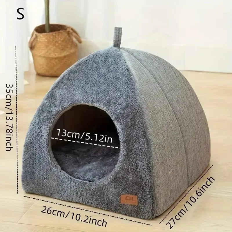 Cat Nest Triangle Warm Closed Cat House Pet Nest Cute Thickened Deep Sleep Dog Nest Pet Supplies Closed Cat Tents Bed